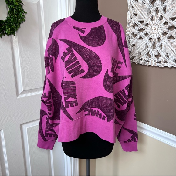 ⭐️ NIKE SWOOSH ICON CLASH SWEATSHIRT PLUS SIZES 2X,  PINK, - Picture 3 of 12